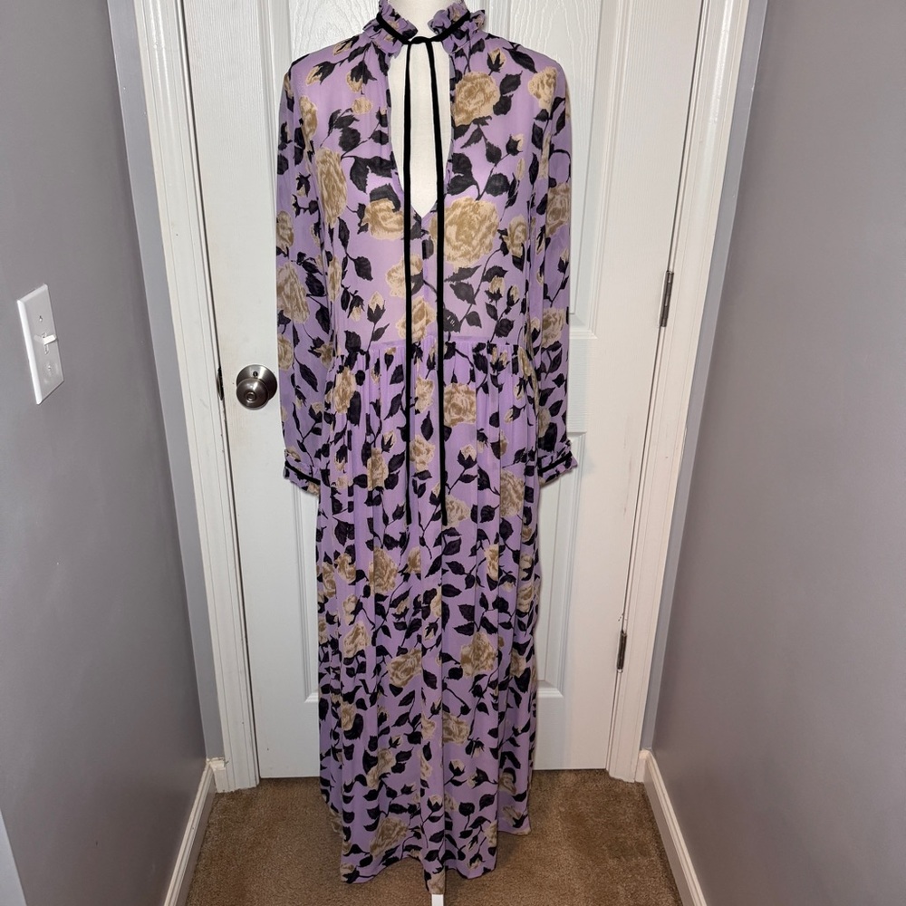 Ganni Carlton Georgette Maxi Dress - Pastel Lilac